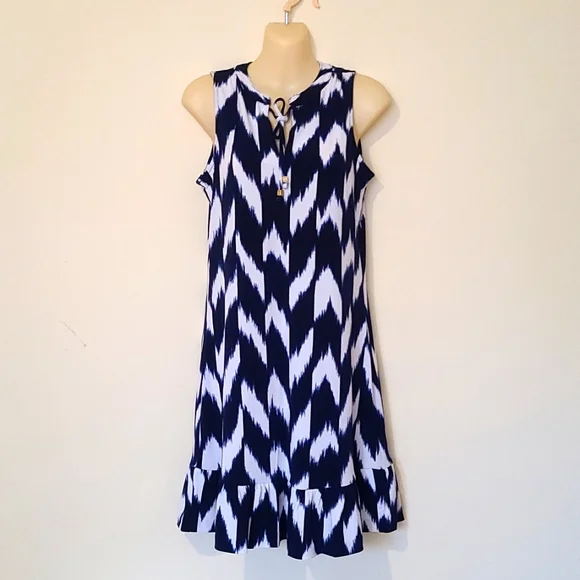 michael kors navy blue and white dress Michael Kors Floral Embellished Stretch-Viscose Dress Blue S